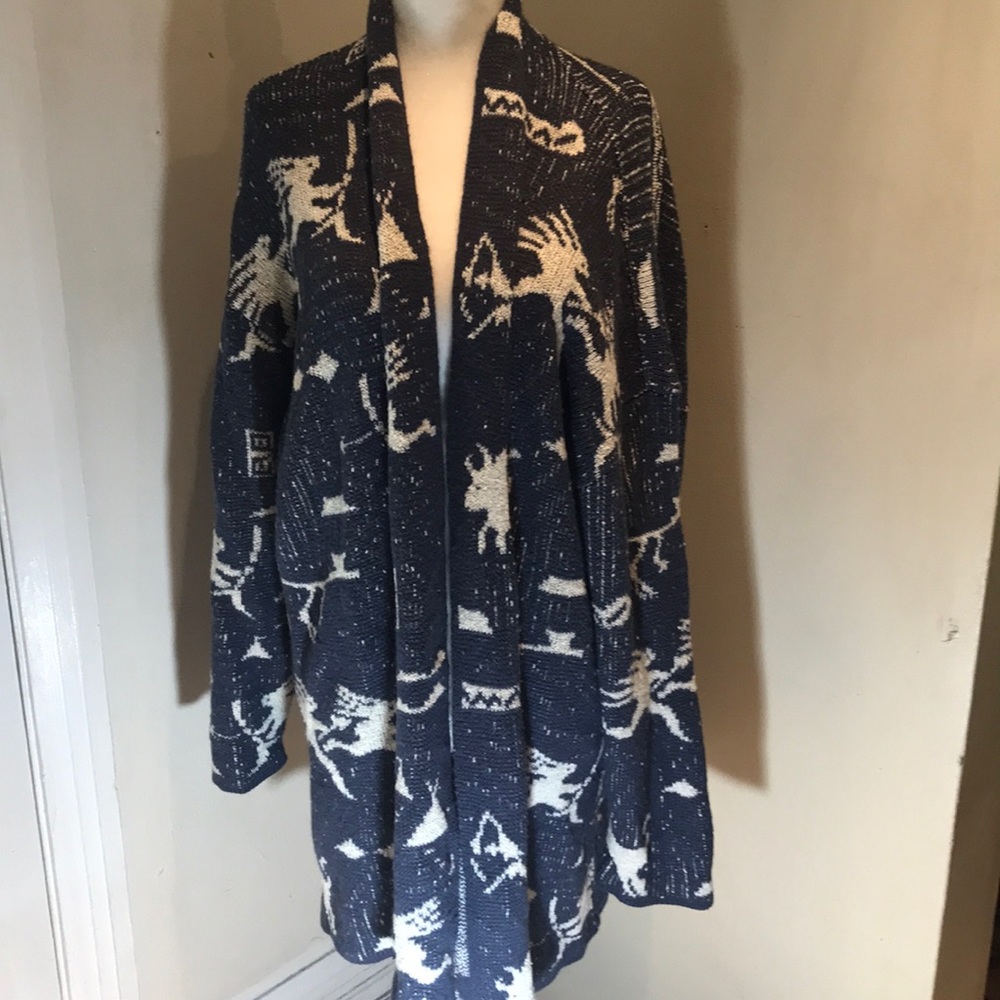 “LINDA LUNDSTROM” Tribal Print Waterfall Sweater. - Picture 4 of 12